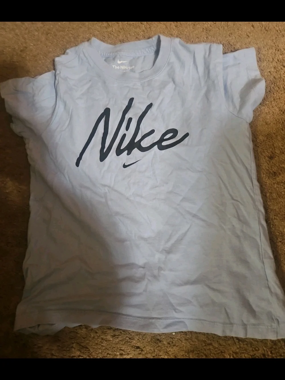 Nike Light Blue Tee with Navy Script Logo